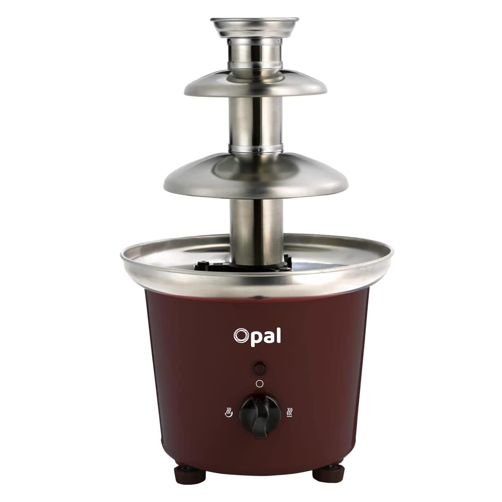 Opal Juego de fondue de fuente de chocolate de acero inoxidable de gran tamaño, 0.9L, máquina eléctrica de 3 niveles con base de olla de fusión en caliente