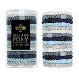 L. Erickson Grab & Go Ponytail Holders, Atlantic, Set of Fifteen - Exceptionally Secure with Gentle Hold