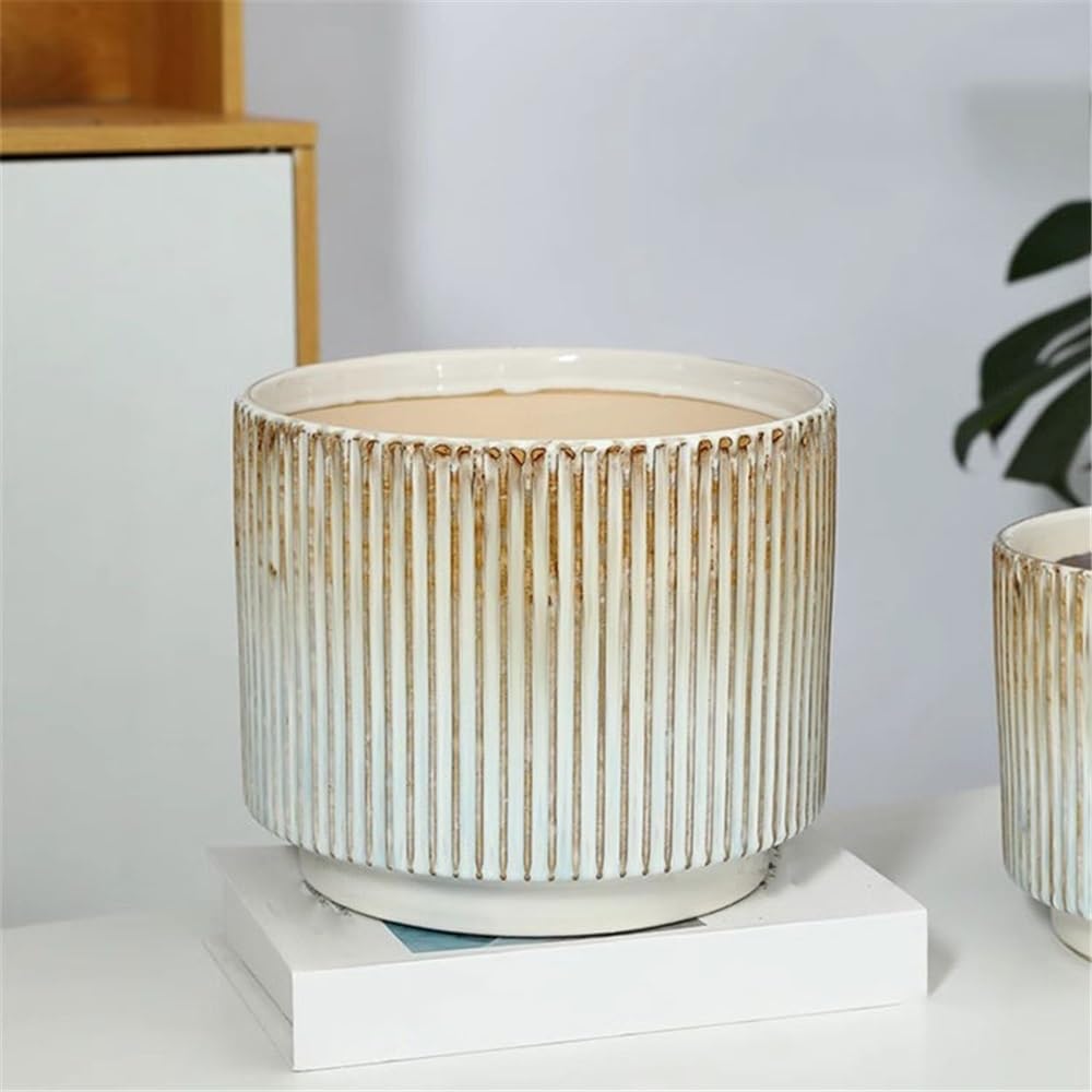 Vfs8dQ5kt Vasi per piante da interno Vaso da fiori in ceramica con smalto sfumato a strisce Fioriere da giardino