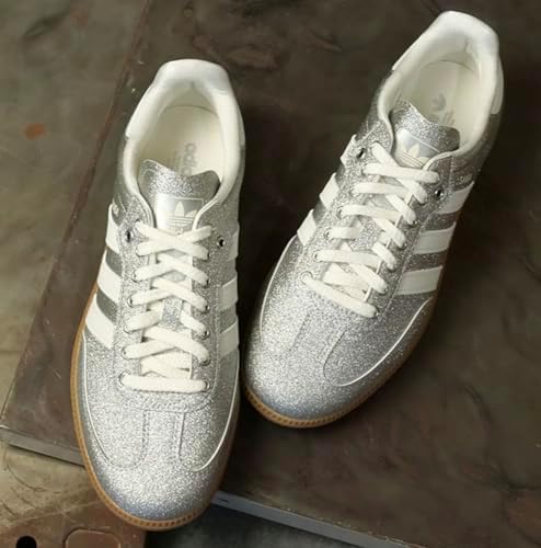 adidas Originals Samba OG Tênis feminino, Brilho prateado metálico