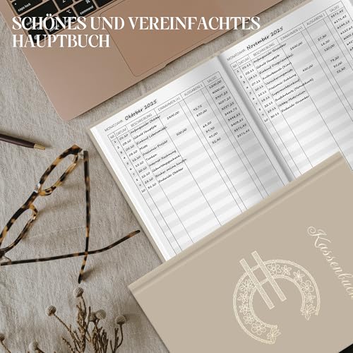 BIROYAL Kassenbuch A5-120 Seiten Haushaltsbuch, Budget Planner & Kassenbücher - Einnahmen Ausgaben Buch - Haushaltsbuch zum Eintragen - Kassenbuch Kleinunternehmer- Ausgaben Tracker Finanzplaner,Khaki