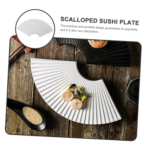 Plato de cerámica estilo japonés forma abanico miniatura 5