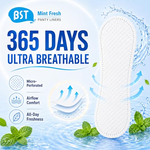 Image of BST Mint Fresh Wingless Panty Liners for Women, Invisible Breathable Ultra Thin Daily Pantiliner, Odor Fighting, Daily Feminine for Light Flow (6.1 Inch 80 Count, Packaging May Vary)