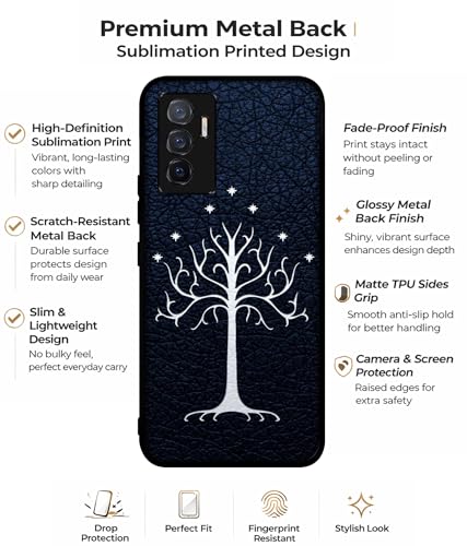 Image of Magic Tree Pattern Design Premium 2D Printed Metal Back Case Cover for Vivo V23E 5G / Y75 4G