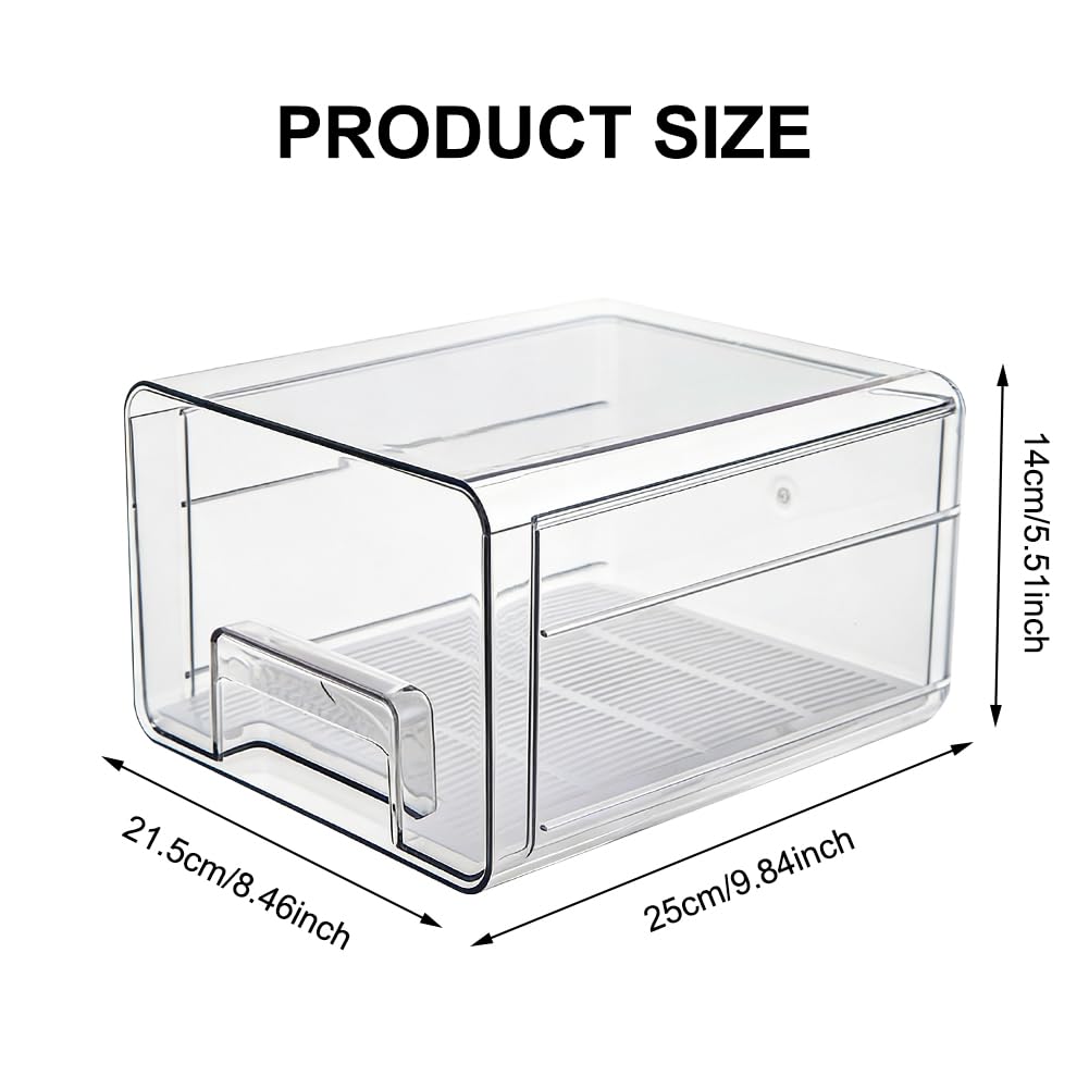 Organizzatore per frigorifero – Cassetto portaoggetti per alimenti – 1 organizer impilabile per frigorifero – trasparente per riporre e organizzare la cucina