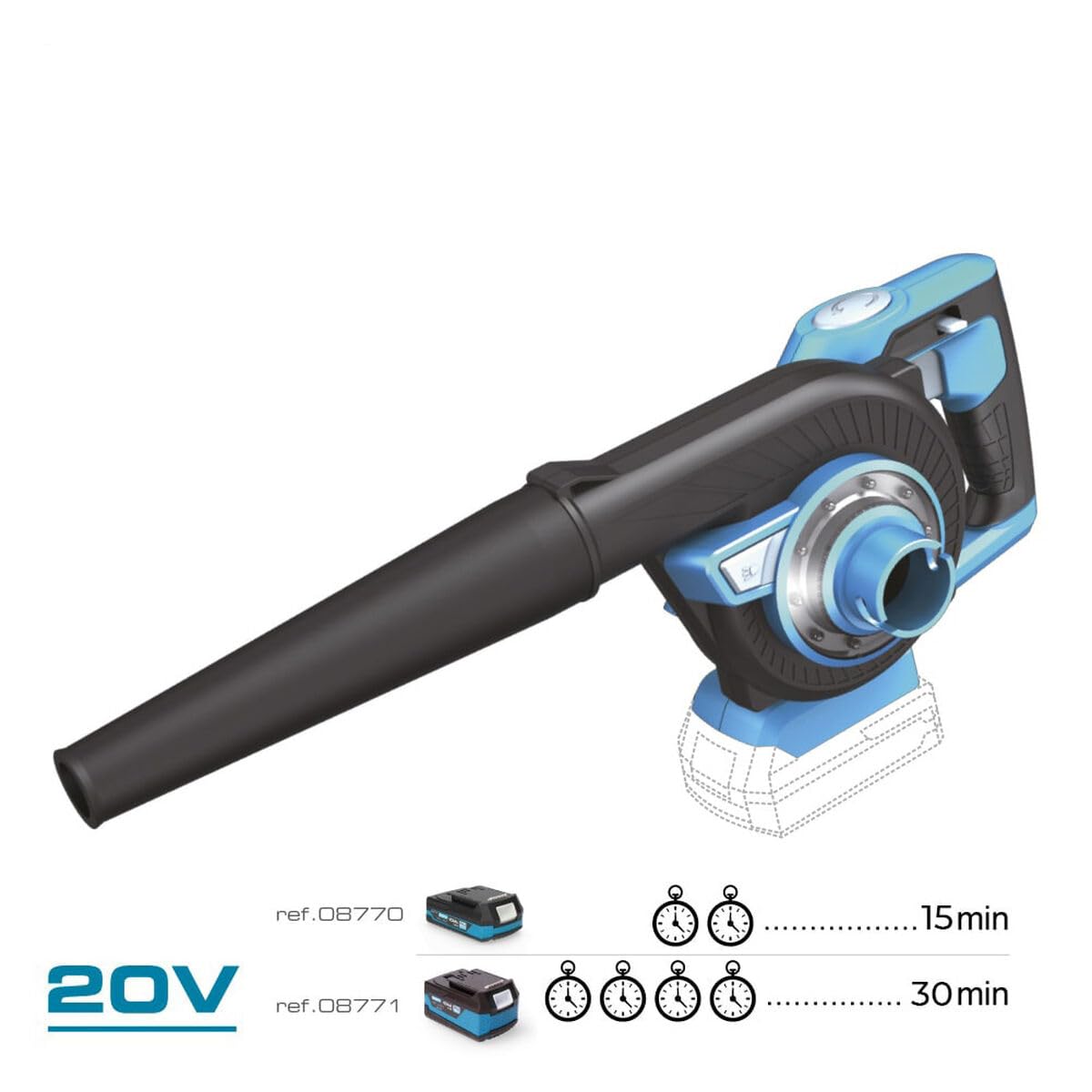 ASPIRADOR SOPLADOR 20V (SIN BATERÍA NI CARGADOR) 97x93cm KOMA TOOLS PRO SERIES BATTERY