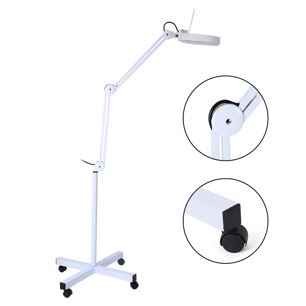 Lupa de 5 dioptrías con 5 aumentos con LED y Ruedas, luz para cosmetólogos, Laboratorios y Trabajos de precisión, 220-240 V, Color
