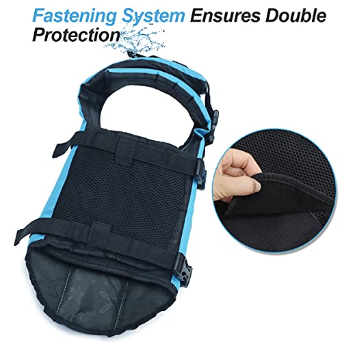 Vivaglory Ripstop Dog Life Vest, Reflective & Adjustable Life Jacket For Dogs With Rescue Handle For Swimming & Boating, Blue, L #TOP3