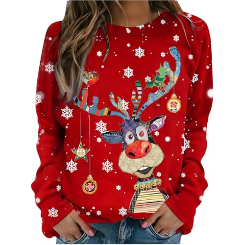 UXSELKCD Hässliche Weihnachtspullover Weihnachtspullover Damen...
