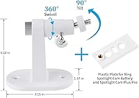 Vista 3 de Paquete de 2 soportes de pared de seguridad para proyector de anillo de batería y proyector de anillo Cam Plus/Pro (batería), soporte de montaje