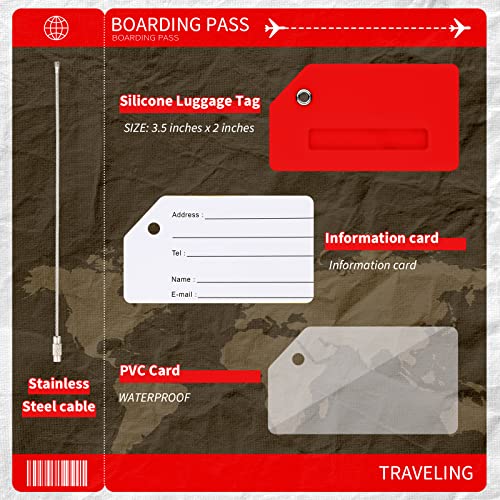 8 Pcs Luggage Handle Wrap For Suitcase And Silicone Luggage Tags Neon Suitcases Luggage Identifier Quickly Spot Luggage Suitcase Bags Airport Travel Accessories For Luggage Suitcase (Red) #TOP4