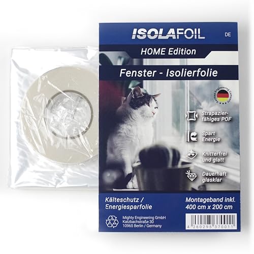 ISOLAFOIL Home Edition Fenster-Isolierfolie 2x4m - Transparente Thermofolie, Wärmedämmung, Kälteschutz, kein Beschlagen ISOLAFOIL Home Edition Fenster-Isolierfolie 2x4m - Transparente Thermofolie, Wärmedämmung, Kälteschutz, kein Beschlagen
