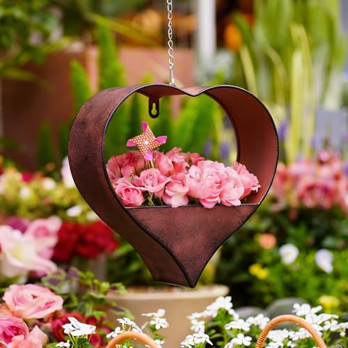 Yeomoo Metall Herzform Blumentopf Hängend Gartendeko für Draußen -...