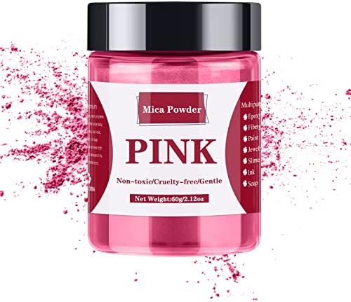 Mica Powder - 60g Mica Powder for Epoxy Resin - Pearl Pigment Powder Dye for Resin/Eye Shadow/Soap Making/Nails/Bath Bombs etc. (Pink)