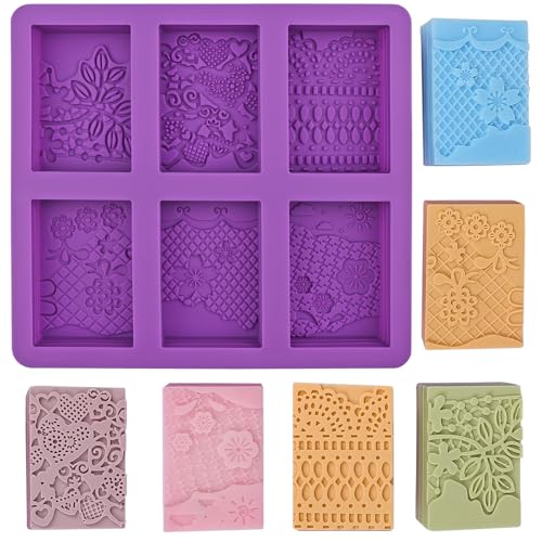 Silicone Soap Mold 6-Cavity Rectangle Flower 3.15x2.17in