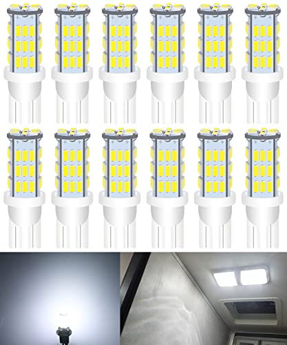 UNXMRFF - Super Bright 194 LED Light Bulbs White T10 912 921 168 LED Camper Lights Bulb for 12V RV Ceiling Dome Light/RV Interior Lighting/Travel Trailer/Boat/RV Camper Light Bulb (Pack of 12)