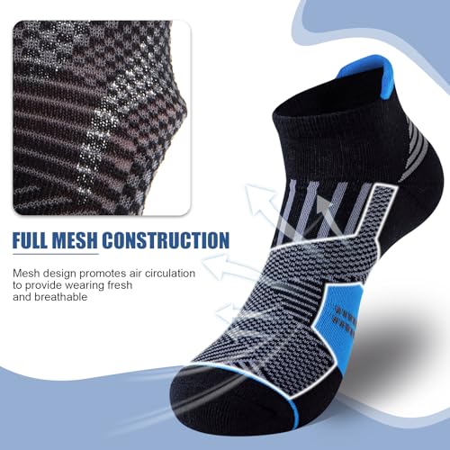 Miniatura 3 de Niofind Calcetines Tobilleros De Algodon Para Hombre Mujer, Calcetines Cortos Transpirables, Para Deporte, Running, Ciclismo, 6 Pares 43-46