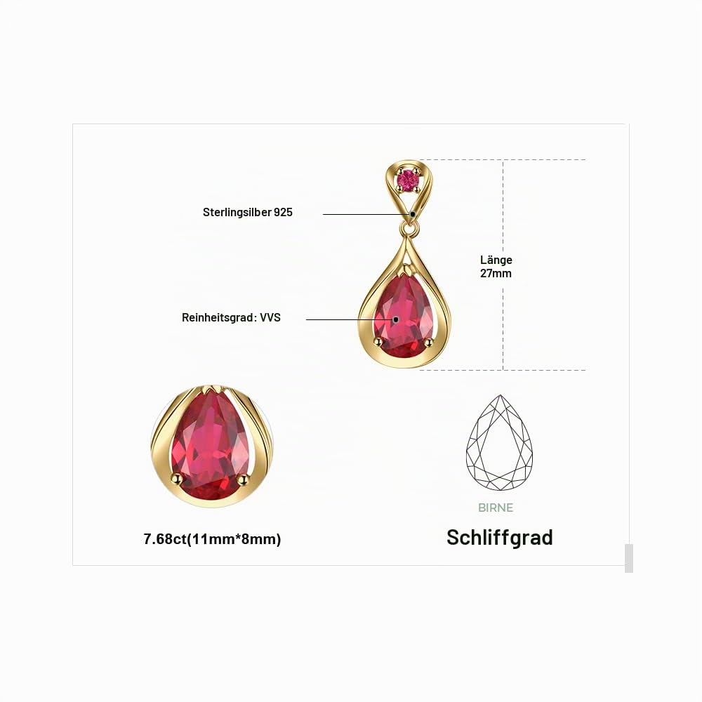 JewelryPalace Infinity Tropfen 8.8ct Erstellt Rubin Ohrhänger Ohrstecker Silber 925 Damen, Rot Stein Schmuck Set, Ohrringe Silber Unendlichkeit Edelstein Mädchen Schmuck, Geschenk Frauen Rosegold Gold