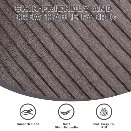 Image of Square Stuffed Pouf Ottoman, Corduroy Oversize Foot Rest,Dark Grey