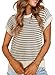 EVALESS Womens Striped Sweater Vest Cap Sleeve Round Neck Pullover Tank Tops Sleeveless 2025 Fashion Summer Clothes Apricot X-Large