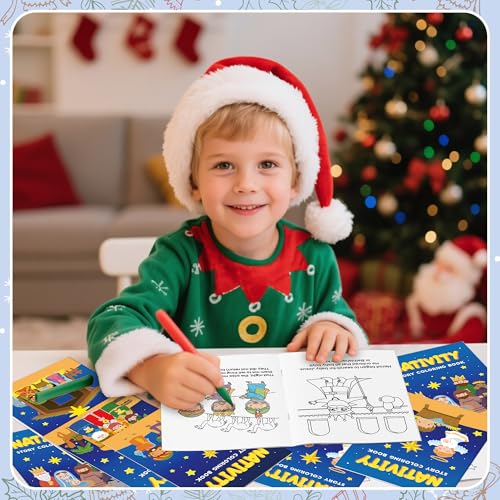 Image of Nativity Coloring Books for Kids - 24Pcs Bulk Christian Nativity Mini Coloring Booklet DIY Art Drawing Book for Bible Savior Religious Activity Supplies School Classroom Xmas Party Goodie Bag Stuffer