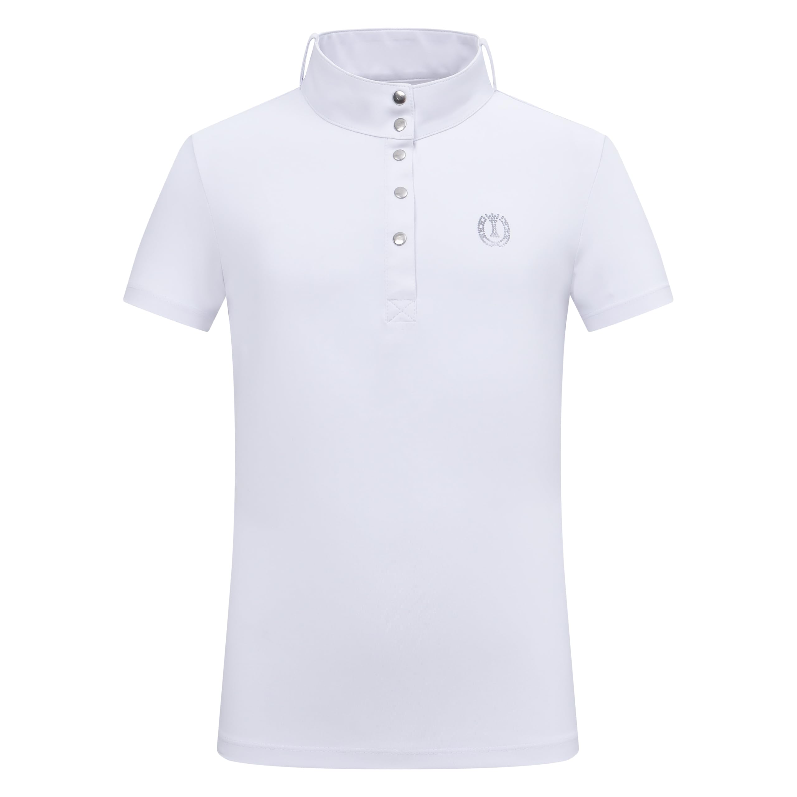 Imperial Riding Kinder Turniershirt IRH Basic, Kurzarm Reitshirt mit Stehkragen, Polo-Knopfleiste und Strass-Logo