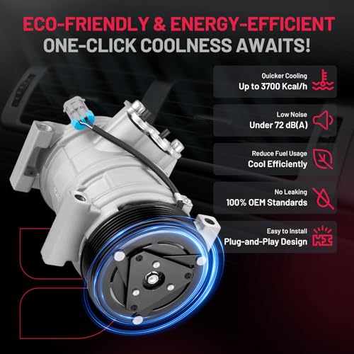 BDFHYK 15100340 Air Conditioning A/C Compressor with Clutch Compatible with Chevrolet Silverado 1500 2500 3500 4500, Express, Compatible with Cadillac DeVille Seville