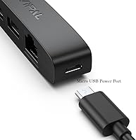 Vista 4 de AuviPal 3 en 1 Adaptador Ethernet Micro USB, Hub OTG con 2 Puertos USB y 1 Puerto RJ45 para Fire TV Stick, Raspberry Pi Zero, Google Chromecast