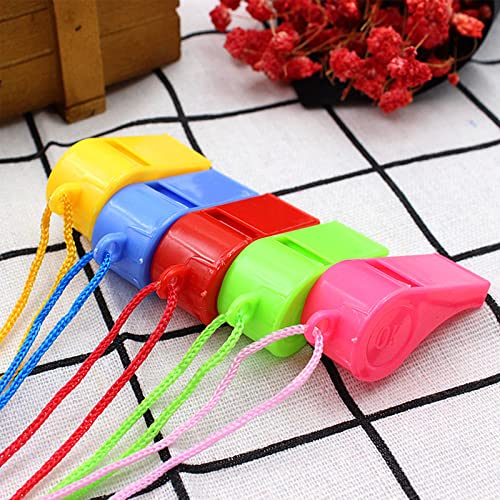 YUEMING 5 Stück Plastikpfeife Pfeifen, Trillerpfeifen,mit Lanyard für Partysportarten, Zufällige Farben