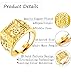 LOLIAS 4 Pcs Men's 18K Gold Plated Kanji Ring Set - Rich/Luck/Wealth - Adjustable Signet Ring