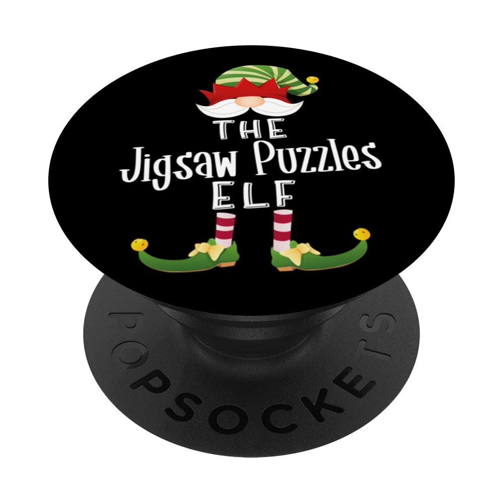 Jigsaw Puzzles Elf Group Christmas Funny Pajama Party PopSockets Swappable PopGrip, Black
