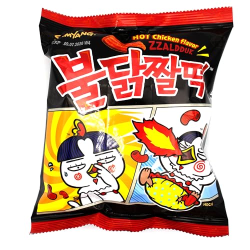 Samyang Hot Chicken Flavor Zzaldduk, Koreanische Scharfe Snacks, Würzige Ramen Chips, Pikante Knusprige Beilagen, 120g