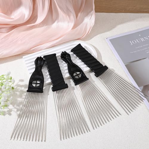Set 4 Peines Afro con Diseño Clásico y Raspador miniatura 3