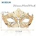 MYSEUNI Masquerade Mask - Venetian Metal Rhinestone Filigree Women & Men for Cosplay Halloween Party Mardi Gras Masquerade Ball