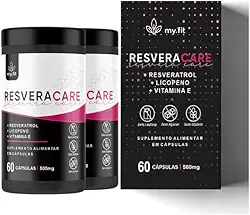 Kit 2x ResveraCare - (Resveratrol Concentrado + Licopeno + Vit E), Total 120 Softgels 500mg - Fácil de Engolir