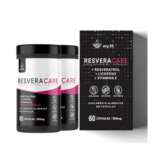 Kit 2x ResveraCare - (Resveratrol Concentrado + Licopeno + Vit E), Total 120 Softgels 500mg - Fácil de Engolir