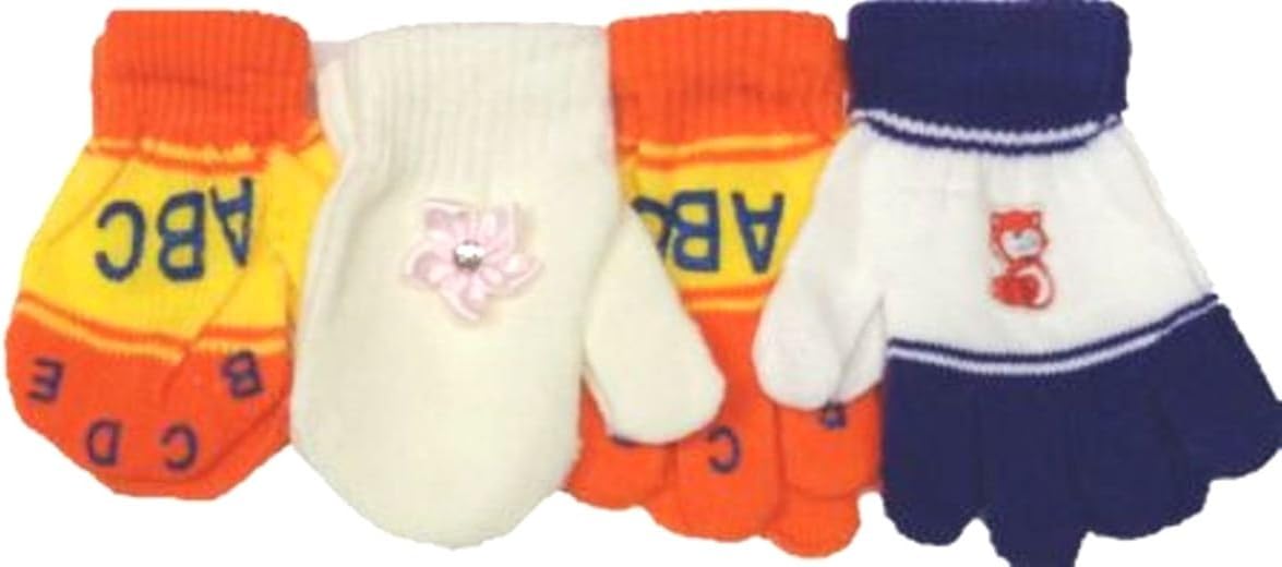 Set of Four Pairs Magic Mittens Gloves for Infants Ages 6 Mo to 4 Years