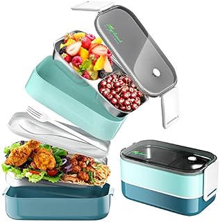 Lunch Box, Stainless Steel Sandwich Box with Compartments Bento Boxes for Adults/Children, The Food Storage Container with Divider is Leak-Proof for Work, School and Outdoor Picnic.