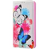 ikasus Schutzhülle Kompatibel mit Samsung Galaxy Note 20 Ultra Hülle,Schmetterling Blumen Katze Muster PU Lederhülle Flip Hülle Cover Ständer Bookstyle Wallet Tasche Case Schutzhülle Handyhülle