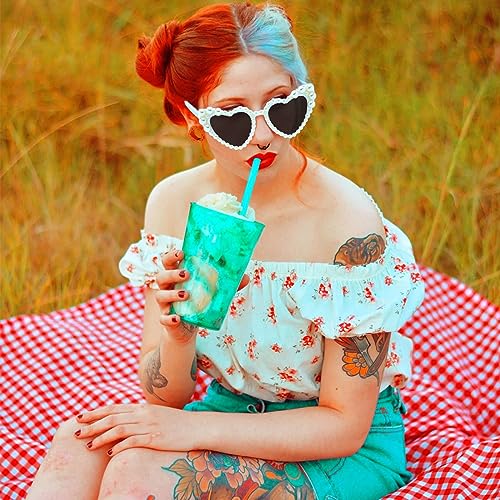 LJCZKA Luxury Love Pearl Sunglasses Women Heart Shaped Cat Eye Sun Glasses Party Festival Shimmering Bling Eyewear2