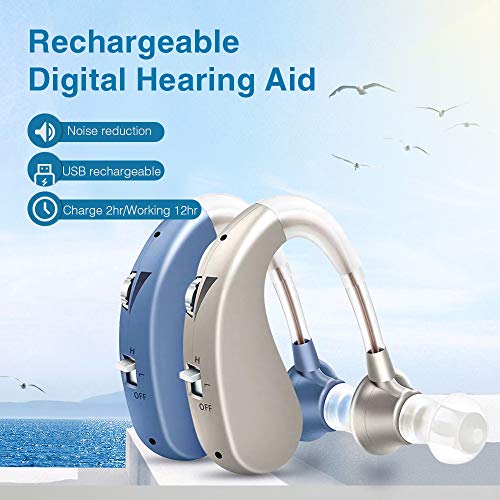 Amplificador elétrico digital recarregável para aparelhos auditivos BTE Dispositivo de auxílio com r