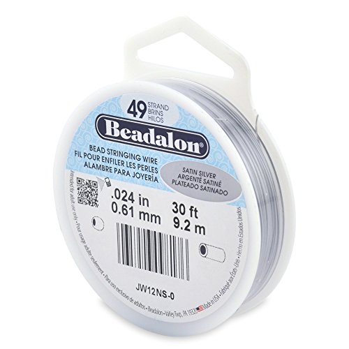Hilo Beadalon 49 de 0.024" color plata satinada de 30 pies para joyería
