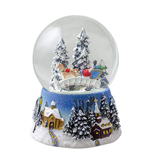 Winter Forest Sleigh Ride Musical Christmas Snow Globe - 5.75
