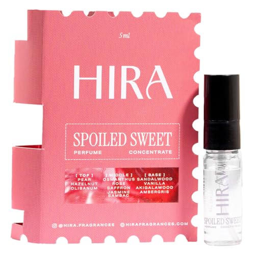Image of HIRA Spoiled Sweet Concentrate for Women 5 ml Pocket Perfume Spray | 8 Hours Long-Lasting Eau de Parfum Luxury Premium Fragrance | Pocket-Friendly, Travel Size | Pear, Hazelnut & Vanilla Scent | Great For Everyday Use