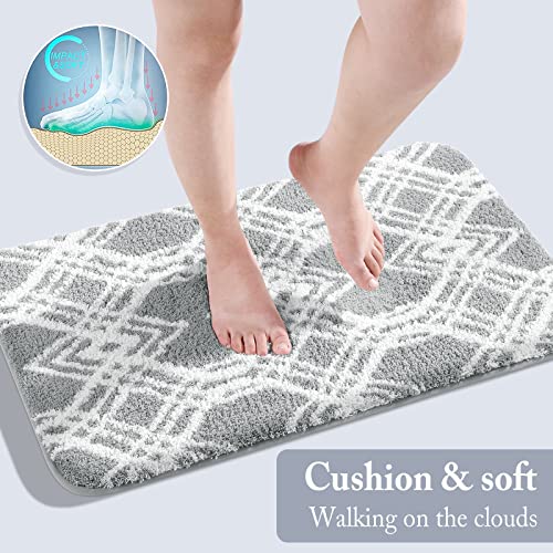 Yimobra Luxury Fluffy Bathroom Rugs, Super Elastic Soft Thick Plush Bath Mat, Non-Slip Water Absorbent, Easier To Dry, Durable Shaggy Microfiber Floor Carpet For Bathtub, 24 X 17 Inch, Grey #TOP6