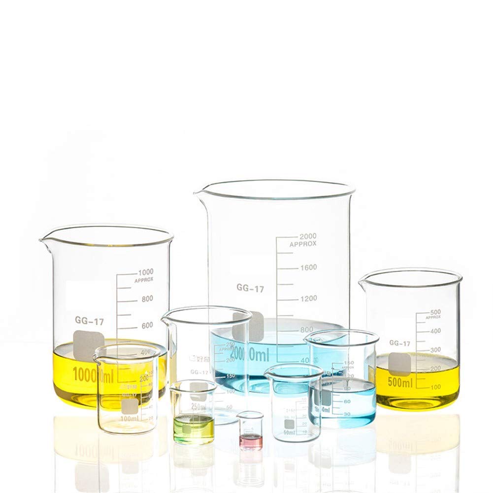Vaso de precipitados de vidrio de 1000 ml para laboratorio de química Escala transparente Taza de medición de laboratorio Vidrio de borosilicato Vasos de laboratorio de vidrio engrosado resistente