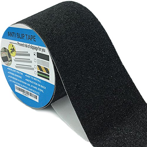 Preisvergleich Produktbild Stufenmatte Treppenstufe rutschfeste Tape Rolle selbstklebend Schleifmittel Traktion Antirutschbelag für Sicherheit Stufen rutschigen Oberflächen Indoor Outdoor W1 "x L16.5 'schwarz, schwarz