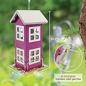 Goodeco Metal Bird Feeder Garden Decor - Bird Feeders for Outdoors Hanging,Country House Design Squirrel Proof,Easy Cleaning & Refills,Grandpa Gifts,4.7 * 10.2" (Purple) Goodeco Metal Bird Feeder Garden Decor Bird Feeders for Outdoors HangingCountry House Design Squirrel ProofEasy Cleaning RefillsGrandpa Gifts47 102 Purple