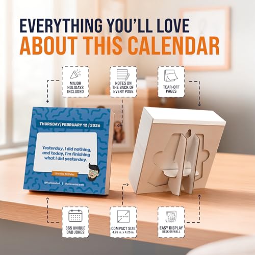 Image of Dad Joke Calendar 2026 | Page A Day Tear Off Calendar Gift For The Dad Joke Lover, Great Christmas Gift, Funny Daily Dad Jokes Desk Calendar, Stocking Stuffer Gift For Men & Women, 365 New Jokes & Puns for The New Year