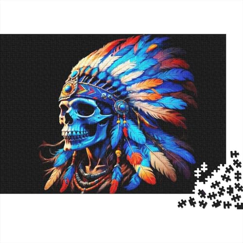 Rompecabezas de 1000 piezas con corte preciso y diseño de plumas de cráneo de 70 x 50 cm